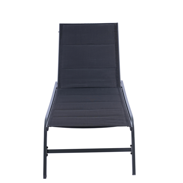 Outdoor Chaise Lounge Chair,Five-Position Adjustable Metal Recliner,Black [Sale to Temu is Banned.Weekend can not be shipped, order with caution]