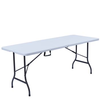 6 Ft Portable Folding Table, Fold-in-Half Plastic Card Table Dinging Table