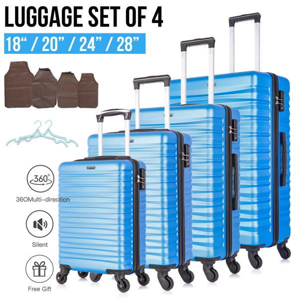 Hardshell Luggage Sets Suitcase ABS Lightweight with Spinner Wheels and TSA Lock Blue
