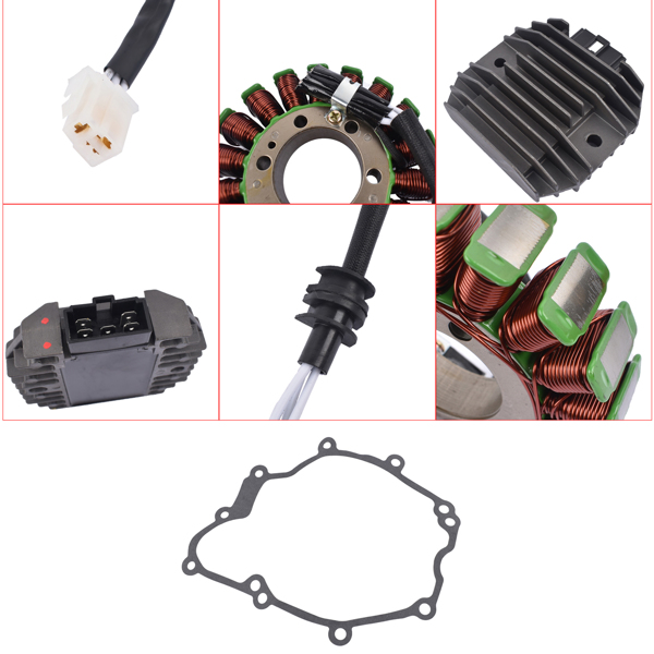定子和稳压整流器 Stator And Regulator Rectifier w/Gasket for Yamaha Street Bike Models YZF-R6 2003-2005-8