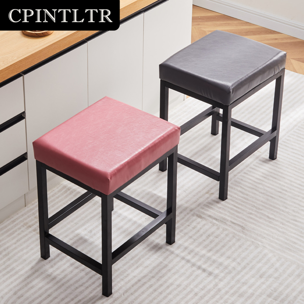 CPINTLTR Modern Bar Stools Faux Leather Barstools Metal Sitting Stool Upholstered Island Chairs Counter Stool for Kitchen Dining Room Cafe Bar Set of 2 ,24" 