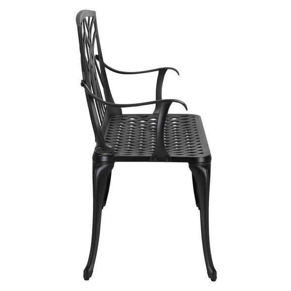38in Outdoor Orchid Back  Aluminum Bench Black