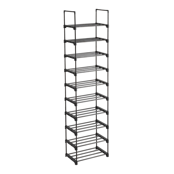 One layer of 4 pipes and 10 layers of pipe diameter 13mm iron pipe plastic 45*30*174cm shoe rack black
