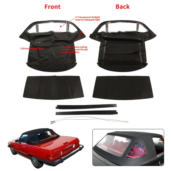 敞篷车顶棚 For Mercedes R107 380SL 450SL 560SL 2-Door V8 3.8L 4.5L 5.6L Soft Top 1972-1989-2