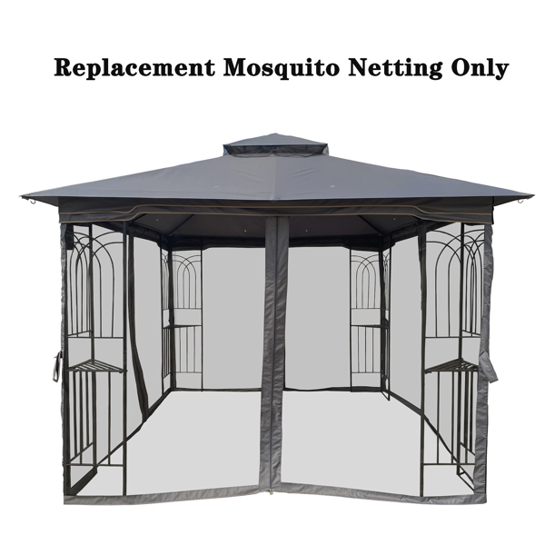 10 x 10 Ft Gazebo Replacement 4-Side Mosquito Netting with Zippers，Black [Sale to Temu is Banned.Weekend can not be shipped, order with caution]