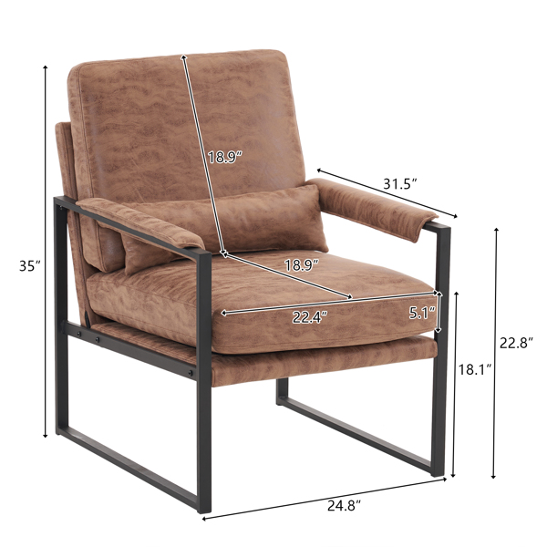 Single Iron Frame Chair Light Brown Technology Fabric Indoor Leisure Chair
