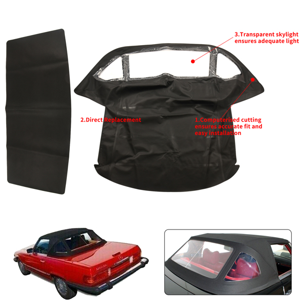敞篷车顶棚 For Mercedes R107 380SL 450SL 560SL 2-Door V8 3.8L 4.5L 5.6L Soft Top 1972-1989-4