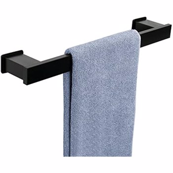 Towel Bar for Bathroom-16 Inch Bathroom Towel Rack Wall Mounted, Matte Black Towel Bar Suitable for RV/Kitchen/Laundry, Comes with Upgrade Wall Anchors, Nail-Free Glue, Thickened Space Aluminum