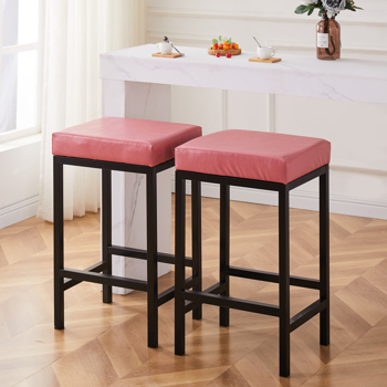 Barstools Faux Leather Modern Bar Stools Backless Metal Counter Stool Upholstered Island Chairs Bar Height Stools for Kitchen Dining Room Counter Cafe Home Bar Set of 2, 30\\" 