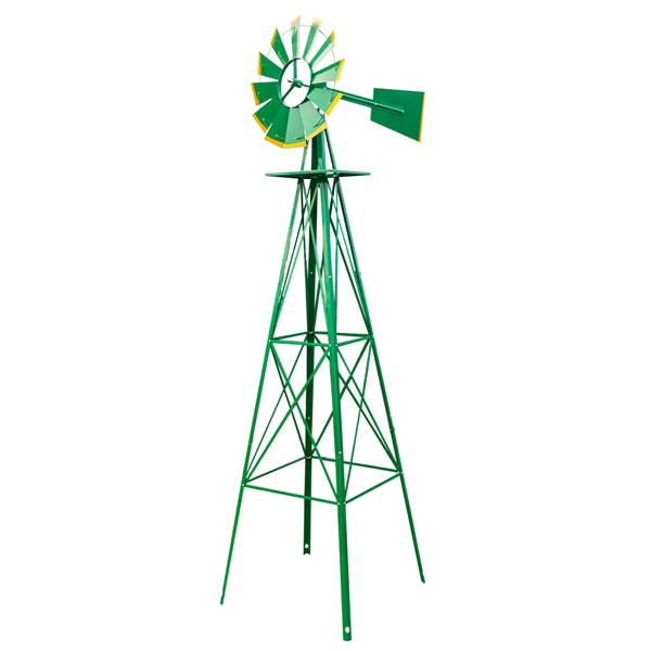 8FT Weather Resistant Yard Garden Windmill Green 