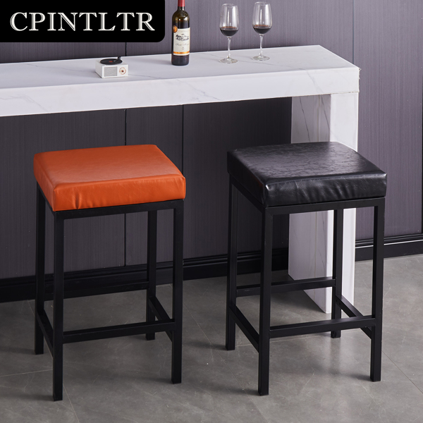 Barstools Faux Leather Modern Bar Stools Backless Metal Counter Stool Upholstered Island Chairs Bar Height Stools for Kitchen Dining Room Counter Cafe Home Bar Set of 2, 30" Black