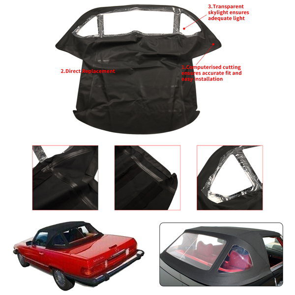 敞篷车顶棚 For Mercedes R107 380SL 450SL 560SL 2-Door V8 3.8L 4.5L 5.6L Soft Top 1972-1989-3