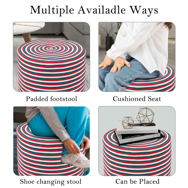 Ottoman Pouf,18'' Round Poufs , Rustic Handweave Lounge Pouffe, Boho Footrest Stool for Bedroom, Accent Table or Seat for Patio, Living Room
