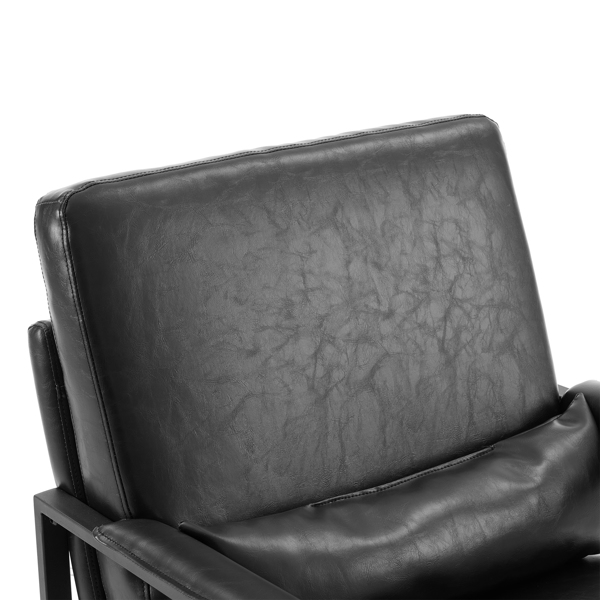 Single Iron Frame Chair Black PU Indoor Leisure Chair