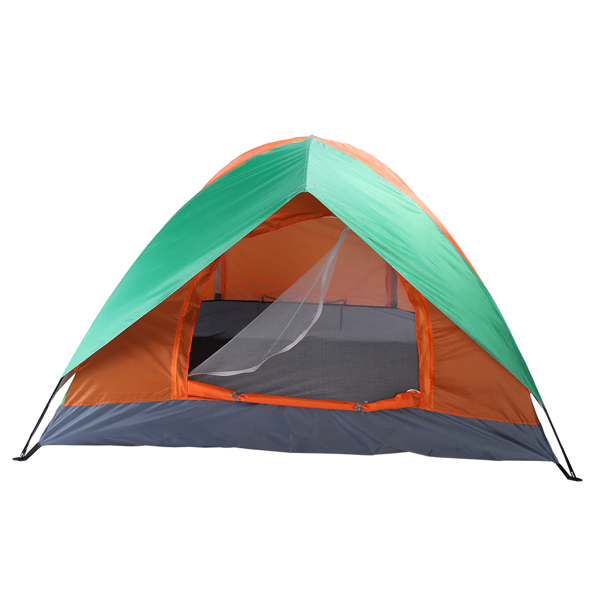 2-Person Double Door Camping Dome Tent Orange & Green 
