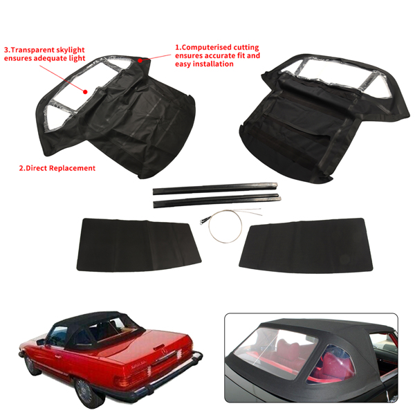 敞篷车顶棚 For Mercedes R107 380SL 450SL 560SL 2-Door V8 3.8L 4.5L 5.6L Soft Top 1972-1989-5