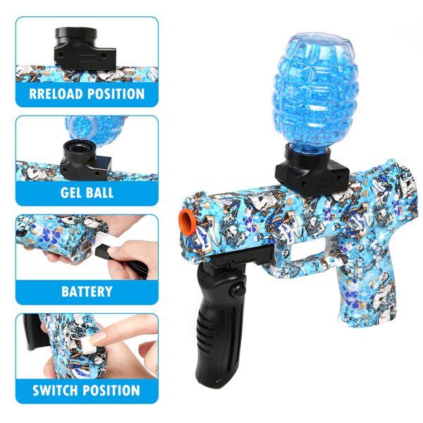 Splatter Ball Gun Gel Ball Blaster Electric Toy Guns,Kid Electric Toy Guns with 11000 Non-Toxic,Eco-Friendly,Biodegradable Gellets,Kid Outdoor Yard Activities Shooting Game