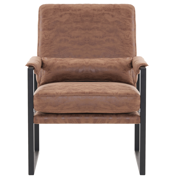 Single Iron Frame Chair Light Brown Technology Fabric Indoor Leisure Chair
