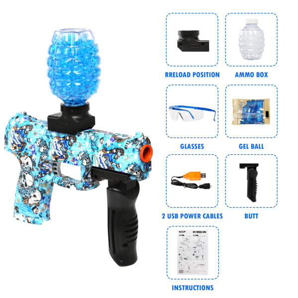 Splatter Ball Gun Gel Ball Blaster Electric Toy Guns,Kid Electric Toy Guns with 11000 Non-Toxic,Eco-Friendly,Biodegradable Gellets,Kid Outdoor Yard Activities Shooting Game