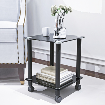 1-Piece Black Side Table , 2-Tier Space End Table ,Modern Night Stand, Sofa table, Side Table with Storage Shelve