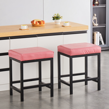 CPINTLTR Modern Bar Stools Faux Leather Barstools Metal Sitting Stool Upholstered Island Chairs Counter Stool for Kitchen Dining Room Cafe Bar Set of 2 ,24\\" 