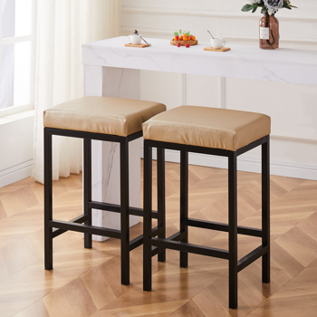 Barstools Faux Leather Modern Bar Stools Backless Metal Counter Stool Upholstered Island Chairs Bar Height Stools for Kitchen Dining Room Counter Cafe Home Bar Set of 2, 30\\" 