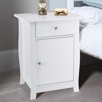 Single Door Bedside Cabinet with A Drawer White