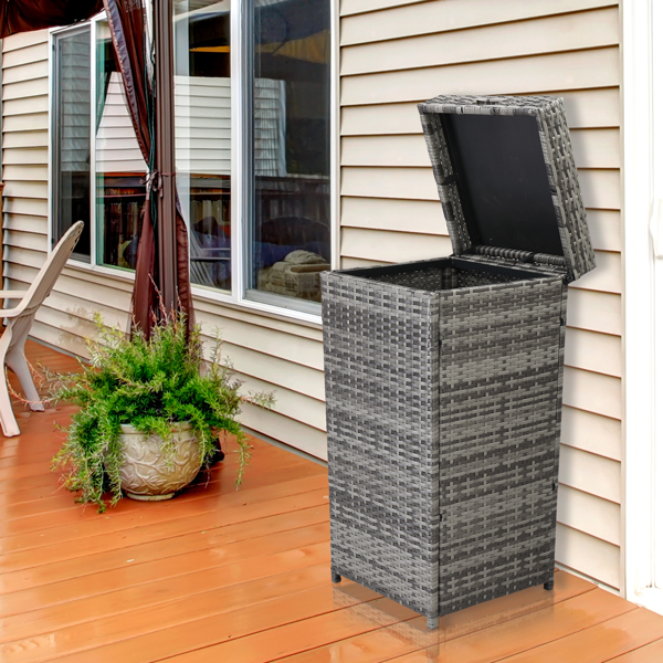 With Top Cover Iron Frame Rattan Trash Can Gary Gradient