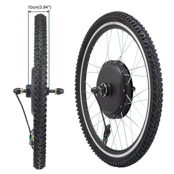 26in 1500W Rear Drive With Tires Bicycle Modification Parts Black