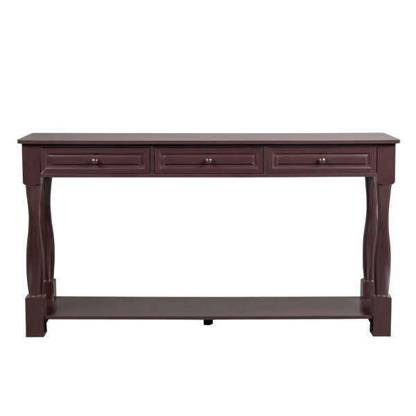 Console Table for Entryway Wood Sofa Table with Storage Drawers and Bottom Shelf for Hallway Living Room Brown Color 