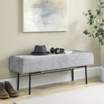 Contemporary Style Bedroom Chenille Upholstered Bench, Grey,( 45\\'\\' x13\\'\\'x 17\\'\\'）