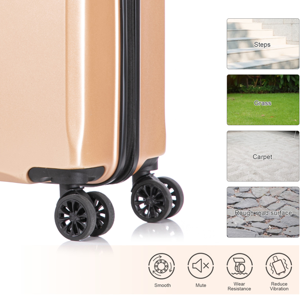 2 Piece Travel Luggage Set Hard shell Suitcase with Spinner Wheels 18” Underseat luggage and 14” Comestic Travel case Toiletry box  Champagne