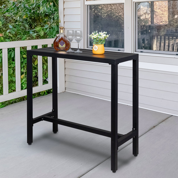 40in Iron With Adjustment Knob Patio Bar Table Black