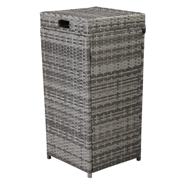 With Top Cover Iron Frame Rattan Trash Can Gary Gradient