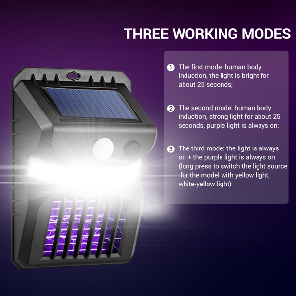 Solar Power Mosquito Killer Lamp LED Light Fly Bug Trap Pest Insect Zapper
