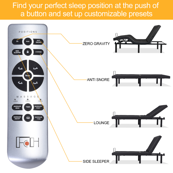  573.00lbs With 4 Points Massage, Dual Motors, Wireless Remote Control, Electric Lift Bed