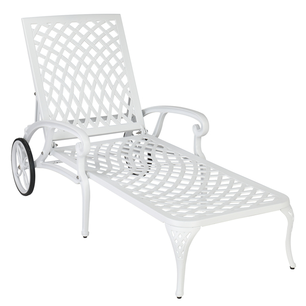 193*64.5*93cm Backrest Adjustable Courtyard Cast Aluminum Lying Bed White