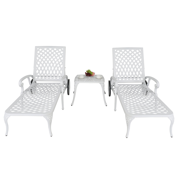 193*64.5*93cm Backrest Adjustable Courtyard Cast Aluminum Lying Bed White