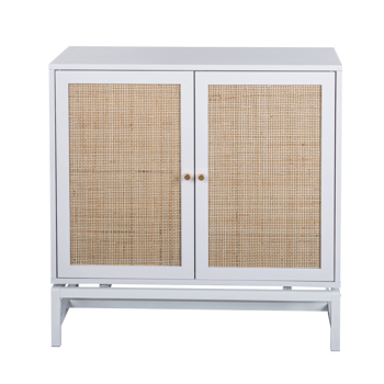 Natural rattan 2 door cabinet，with 1 Adjustable Inner Shelves，rattan，Accent Storage Cabinet