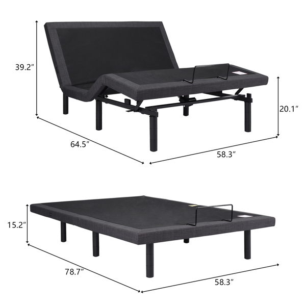  573.00lbs With 4 Points Massage, Dual Motors, Wireless Remote Control, Electric Lift Bed