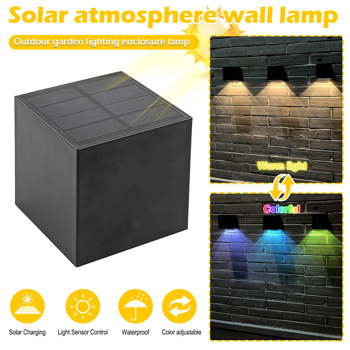 Solar LED Deck Step Wall Lights Stairs Fence Lamp Warm Light +RGB Color Changing
