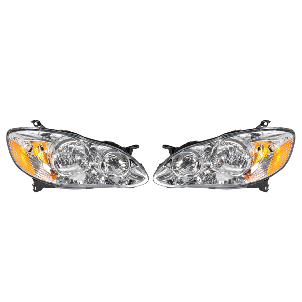 Headlight For 2003-2008 Toyota Corolla Chrome Housing Lamps Pair Left Right