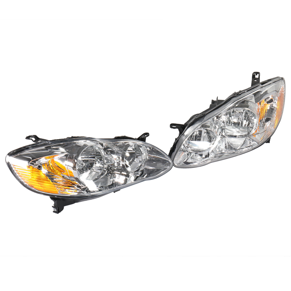 Headlight For 2003-2008 Toyota Corolla Chrome Housing Lamps Pair Left Right