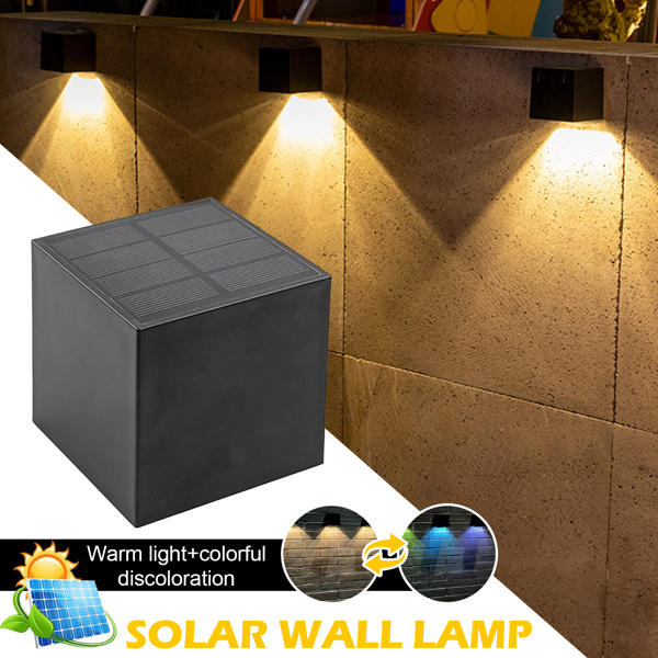 Solar LED Deck Step Wall Lights Stairs Fence Lamp Warm Light +RGB Color Changing