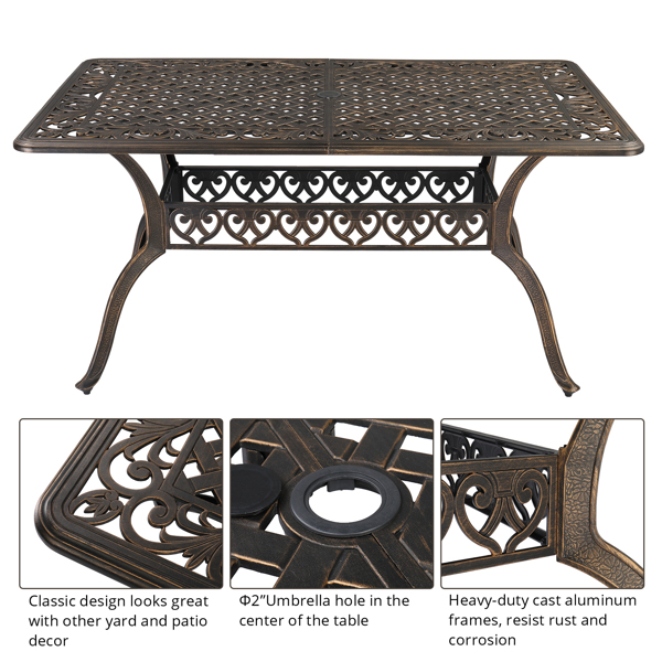 59in Desktop Mosaic Garden Cast Aluminum Table Bronze (WITHOUT CHAIRS)