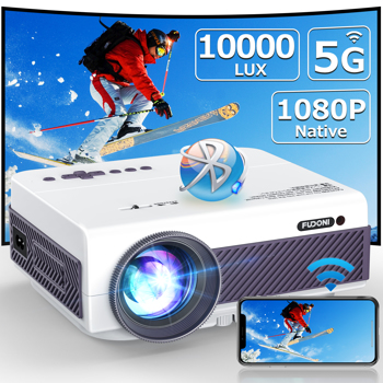 Projector with WiFi and Bluetooth, Native 1080P Outdoor Projector 10000L Support 4K, Portable Movie Projector with Screen and Max 300\\", Compatible with iOS/Android/Laptop/TV Stick/HDMI/USB/VGA