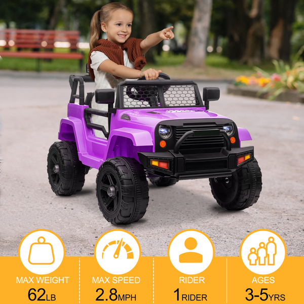 LEADZM Dual Drive 12V 4.5A.h with 2.4G Remote Control Jeep Purple