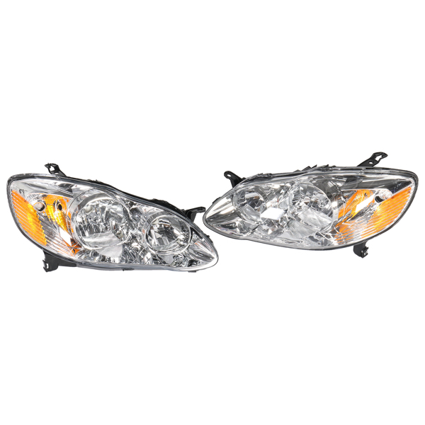 Headlight For 2003-2008 Toyota Corolla Chrome Housing Lamps Pair Left Right