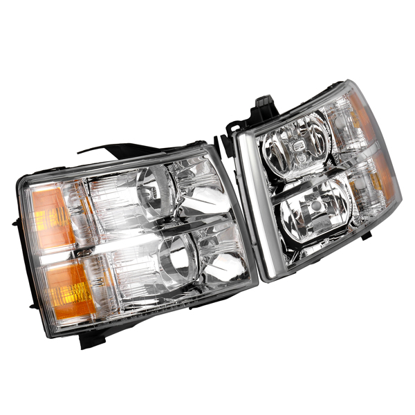 2007-2013 Chevy Silverado1500 2500 3500 Crystal Headlights Headlamps Left Right