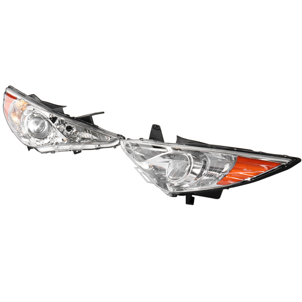 For 2011-2014 Hyundai Sonata Pair Chrome Housing Amber Corner Projector LH RH